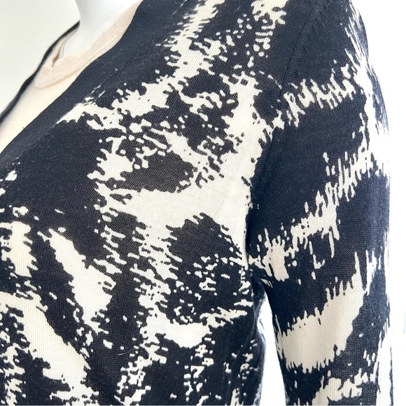 DIANE VON FURSTENBERG Abstract Black Cream Knit Wool Button Long Cardigan Sz S - Picture 7 of 15